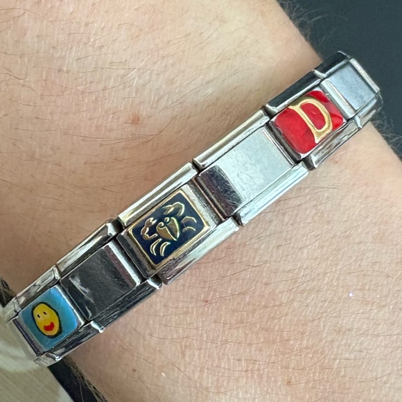 Vintage Italian Link charm bracelet stainless steel cancer crab zodiac sign y2K - Picture 5 of 10